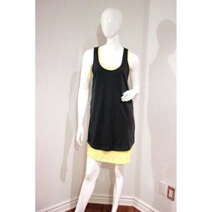 PURE & SIMPLE Dual RACER BACK Long TOP or DRESS Grey YELLOW Cotton S